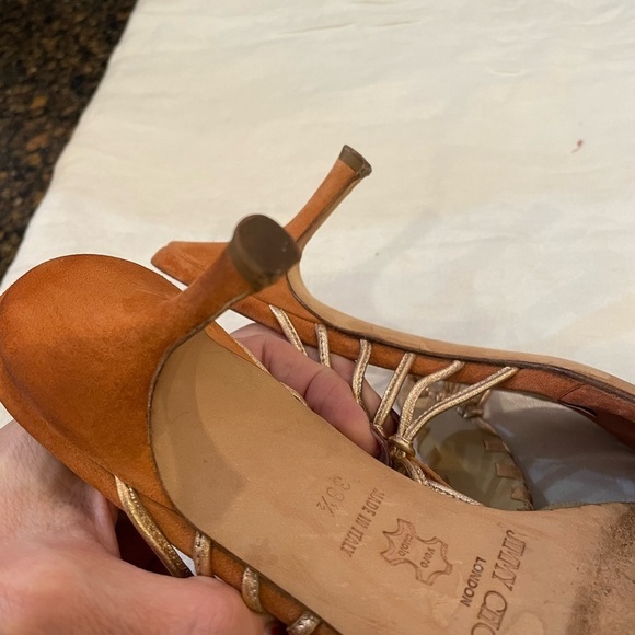 Jimmy Choo Sandals low kitten heel thong open back brown leather designer - Picture 6 of 10